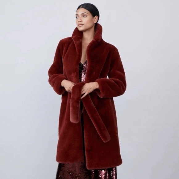 Allen Schwartz Jackets & Blazers - Allen Schwartz Greta Faux Fur Coat Red Size Small NWT